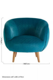 Orsina Teal Fabric Accent Chair, Diamond Stitch Upholstery & Pine Wood Legs, Contemporary Low Profile Armchair - thumbnail 8
