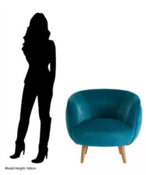 Orsina Teal Fabric Accent Chair, Diamond Stitch Upholstery & Pine Wood Legs, Contemporary Low Profile Armchair - thumbnail 9