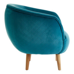 Orsina Teal Fabric Accent Chair, Diamond Stitch Upholstery & Pine Wood Legs, Contemporary Low Profile Armchair - thumbnail 3