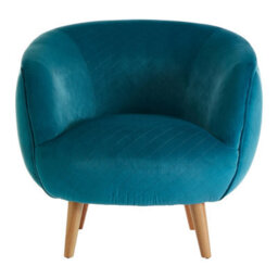 Orsina Teal Fabric Accent Chair, Diamond Stitch Upholstery & Pine Wood Legs, Contemporary Low Profile Armchair