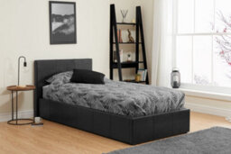 Save On Goods UK 3Ft Single Black Faux Leather Ottoman Gas Lift Up Ottoman Storage Bed Frame - thumbnail 2