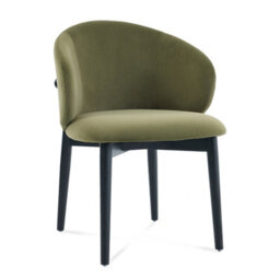 Clifton Olive Green Velvet Dining Chair With Black Ash Solid Wood Frame - thumbnail 1