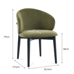 Clifton Olive Green Velvet Dining Chair With Black Ash Solid Wood Frame - thumbnail 7