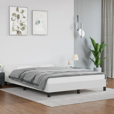 Berkfield Bed Frame With Headboard White 135X190Cm 4Ft6 Double Faux Leather - image 1