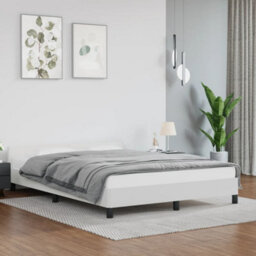 Berkfield Bed Frame With Headboard White 135X190Cm 4Ft6 Double Faux Leather - thumbnail 1