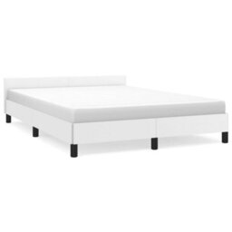 Berkfield Bed Frame With Headboard White 135X190Cm 4Ft6 Double Faux Leather - thumbnail 2