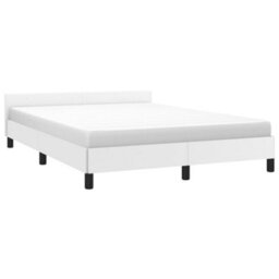 Berkfield Bed Frame With Headboard White 135X190Cm 4Ft6 Double Faux Leather - thumbnail 3