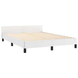 Berkfield Bed Frame With Headboard White 135X190Cm 4Ft6 Double Faux Leather - thumbnail 4