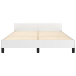Berkfield Bed Frame With Headboard White 135X190Cm 4Ft6 Double Faux Leather - thumbnail 5