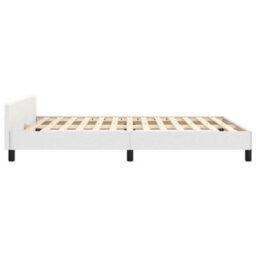 Berkfield Bed Frame With Headboard White 135X190Cm 4Ft6 Double Faux Leather - thumbnail 6