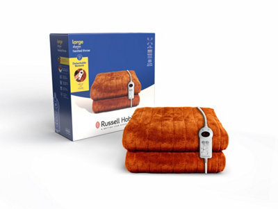 Russell Hobbs Electric Blanket 120W Heated Throw Orange 9 Heats With 2 Year Guarantee Rhht1003Or - image 1