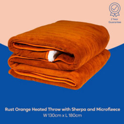 Russell Hobbs Electric Blanket 120W Heated Throw Orange 9 Heats With 2 Year Guarantee Rhht1003Or - thumbnail 2
