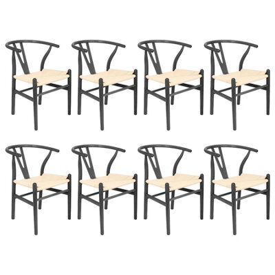 Nicholas Winter 8X Beech Wooden Danish Style Dining Chairs - Black - Solid Wood Wish Beech Bone Wood Chairs - image 1