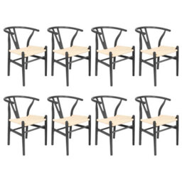 Nicholas Winter 8X Beech Wooden Danish Style Dining Chairs - Black - Solid Wood Wish Beech Bone Wood Chairs - thumbnail 1