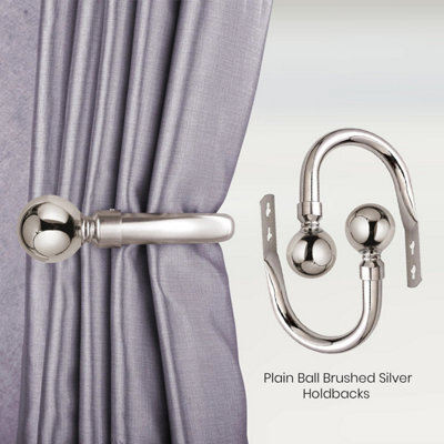 Ameha Plain Metal Curtain Hold Back 10 Cm Brushed Silver Luxury Wall Tie Backs Hooks Pair Home Decor - image 1