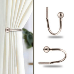 Ameha Plain Metal Curtain Hold Back 10 Cm Brushed Silver Luxury Wall Tie Backs Hooks Pair Home Decor - thumbnail 7
