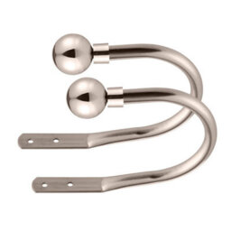 Ameha Plain Metal Curtain Hold Back 10 Cm Brushed Silver Luxury Wall Tie Backs Hooks Pair Home Decor - thumbnail 4