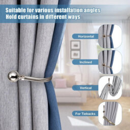 Ameha Plain Metal Curtain Hold Back 10 Cm Brushed Silver Luxury Wall Tie Backs Hooks Pair Home Decor - thumbnail 8
