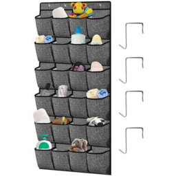 24 Pocket Hanging Over Door Shoe Organiser Storage Rack Tidy Space Saver 4 Hooks - thumbnail 8