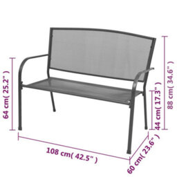 Berkfield Garden Bench 108 Cm Steel And Mesh Anthracite - thumbnail 6