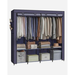 Portable Clothes Closet With 4 Hanging Rails, Storage Shelves And Side Pockets, Dark Blue - thumbnail 8