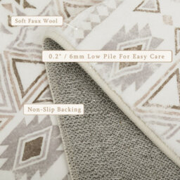 Decoranddecor Rug, Washable Rugs, Kitchen Rugs, Bath Mats, 60X90Cm, Non-Slip, Pet Friendly, Low Pile, Geometric Rug - Nomira - thumbnail 3