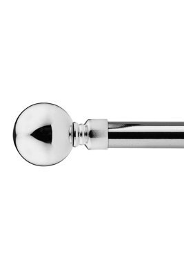 Unknown 16-19mm Sphere Extendable Eyelet Metal Curtain Pole Set Chrome 160-300Cm - image 1