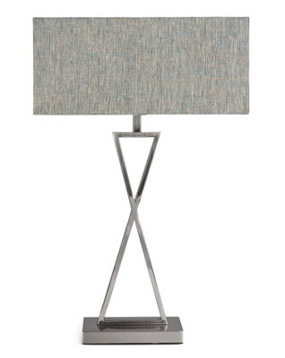Lighting Supermarket Large X Style Modern Rectangle Statement Table Lamp With Blue Shade - Silver - image 1