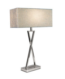 Lighting Supermarket Large X Style Modern Rectangle Statement Table Lamp With Blue Shade - Silver - thumbnail 2