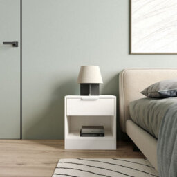 Urbn-Living Urbnliving 45Cm Width 1-Drawer Bedside White Table Cabinet Nightstand Storage Shelf Bedroom Furniture Unit - thumbnail 3