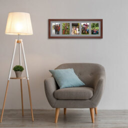 AK Frames 26X8 Rose Wood Modern Multi Photo Frame With Mid Grey Mount - Holds 5 Apertures (5X) 6X4 Photos - thumbnail 3