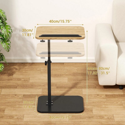 Natural Wood Lifting C Shaped Side Table Swivel Laptop Desk For Living Room Tea Table - image 1