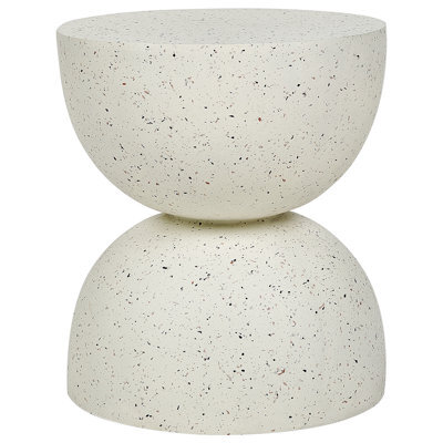 Beliani Side Table Caoria 40 Cm 40 Cm Terrazzo Effect White Terrazzo - image 1