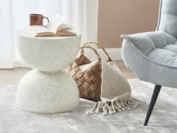 Beliani Side Table Caoria 40 Cm 40 Cm Terrazzo Effect White Terrazzo - thumbnail 2