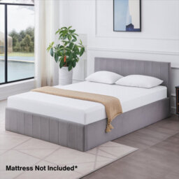 Kosy Koala Ottoman Bed Gas Lift Storage Grey 4Ft Small Double Line Pattern Velvet Bedroom - thumbnail 4