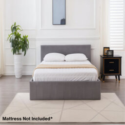 Kosy Koala Ottoman Bed Gas Lift Storage Grey 4Ft Small Double Line Pattern Velvet Bedroom - thumbnail 5