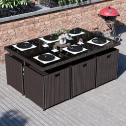 Lassic Vida Designs 10 Seater Rattan Garden Bistro Set With Outdoor Table, Chairs, Stool And Cover, Brown - thumbnail 3