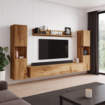 Paris Xl Living Room Wall Unit Modern Led Furniture Set With Tv Cabinet Shelves And Display Units Wotan - image 1