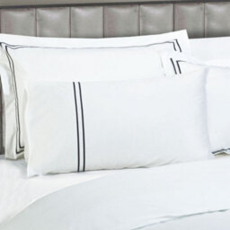 Sweet Dreams Eton Embroidered Egyptian Cotton Housewife Luxury Pillowcase Pair - Blue