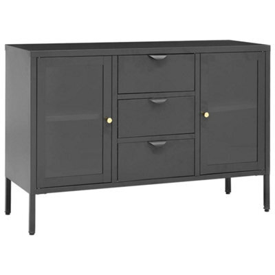 Berkfield Classic Sideboard Anthracite 105X35X70 Cm Steel And Tempered Glass - image 1