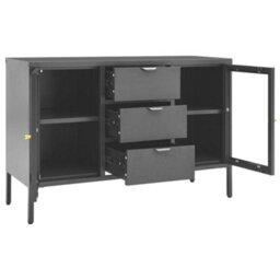 Berkfield Classic Sideboard Anthracite 105X35X70 Cm Steel And Tempered Glass - thumbnail 6
