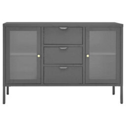 Berkfield Classic Sideboard Anthracite 105X35X70 Cm Steel And Tempered Glass - thumbnail 3