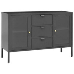 Berkfield Classic Sideboard Anthracite 105X35X70 Cm Steel And Tempered Glass