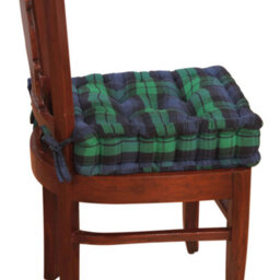 Homescapes Black Watch Tartan Cotton Dining Chair Booster Cushion - thumbnail 1