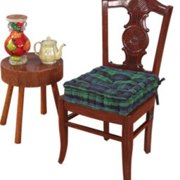 Homescapes Black Watch Tartan Cotton Dining Chair Booster Cushion - thumbnail 2