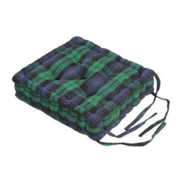 Homescapes Black Watch Tartan Cotton Dining Chair Booster Cushion - thumbnail 4