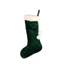 Samuel Alexander 60Cm Green Christmas Stocking With White Cuff And Pom Poms - thumbnail 7