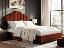 Flair Margot Ottoman Bed Burnt Orange Velvet Kingsize