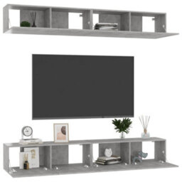 Walplus Tv Cabinets 4 Pcs Concrete Grey 100X30X30 Cm Engineered Wood - thumbnail 3