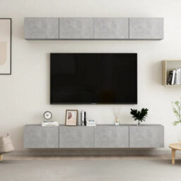 Walplus Tv Cabinets 4 Pcs Concrete Grey 100X30X30 Cm Engineered Wood - thumbnail 1